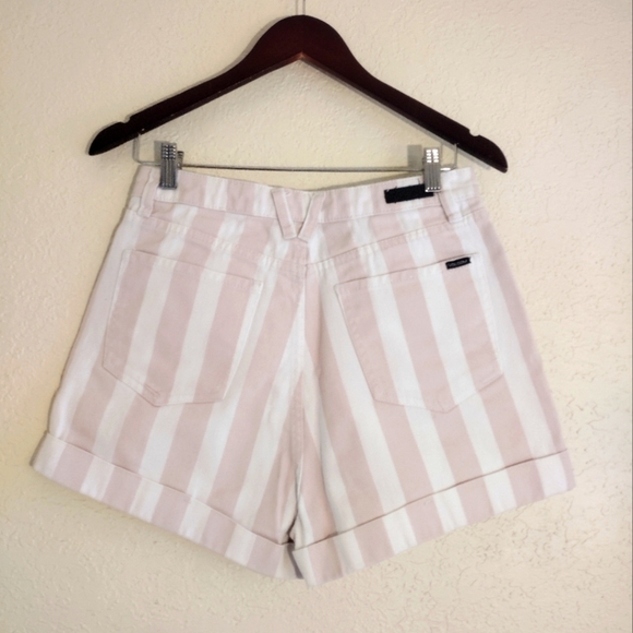 Volcom Pink And White High Rise Cuffed Shorts - Picture 6 of 6